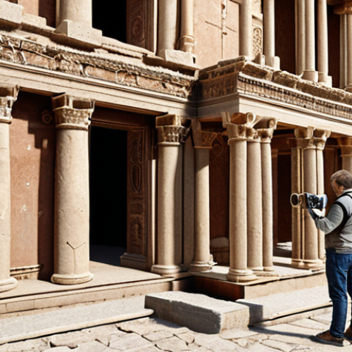 Home 11 **
A heritage restoration engineer carefully examines an ancient structure, using 3D scanning equipment. Show the blend of traditional craftsmanship and modern technology used to preserve cultural heritage. Focus on the detail of the architectural element being scanned.
**
